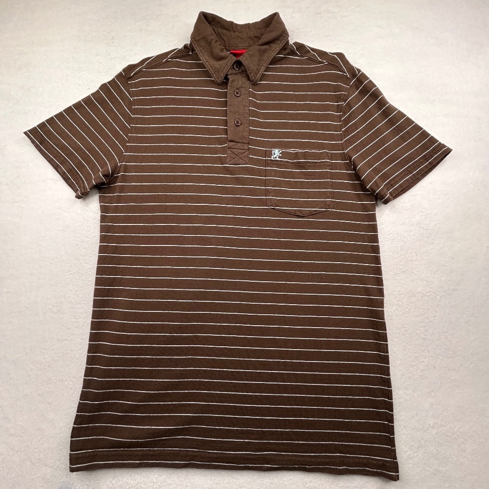 Mossimo Supply Co. VINTAGE Y2K Striped Pinstripe Polo Shirt Brown Men’s Medium